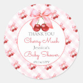 Cherry Roze Strik Baby Shower Ronde Sticker (Voorkant)