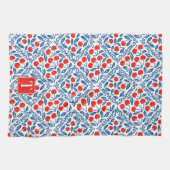 Cherry Rustic Farmhouse French Country Monogram Theedoek (Horizontaal)