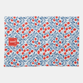 Cherry Rustic Farmhouse French Country Monogram Theedoek