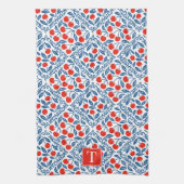 Cherry Rustic Farmhouse French Country Monogram Theedoek (Verticaal)