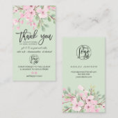 Cherry sakura roze floral logo order bedankt visitekaartje (Voorkant / Achterkant)