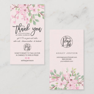 Cherry sakura roze floral logo order bedankt visitekaartje