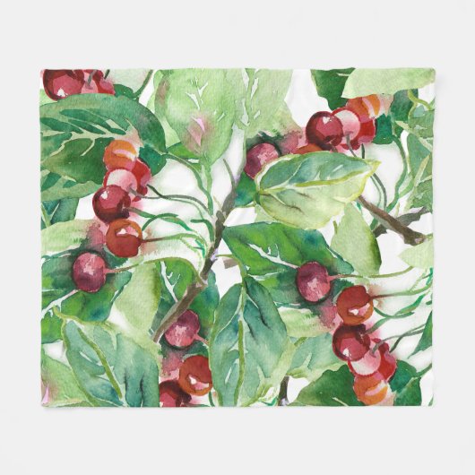 Cherry Seamless Pattern Fleece Deken (Voorkant (Horizontaal))
