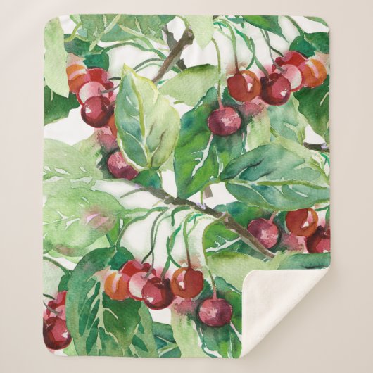Cherry Seamless Pattern Sherpa Deken (Voorkant)