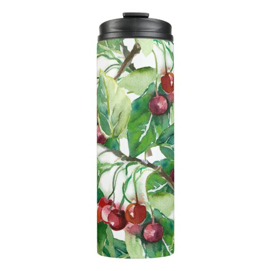 Cherry Seamless Pattern Thermosbeker (Voorkant)