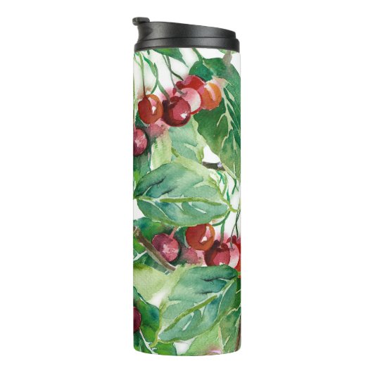 Cherry Seamless Pattern Thermosbeker (Geroteerd rechts)