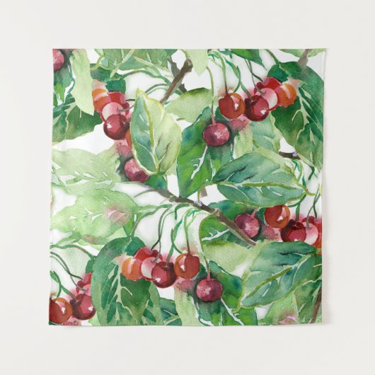 Cherry Seamless Pattern Wandkleed (Voorkant)
