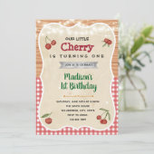 Cherry shower verjaardagsfeestje uitnodiging (Staand voorkant)