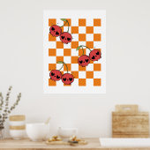 Cherry Skull Checkerboard – Punk wandkunst Poster (Keuken)