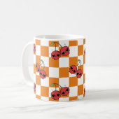Cherry Skull Checkerboard – Schattigee Gothic stij Koffiemok (Voorkant links)