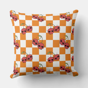 Cherry Skull Checkerboard - Schattigee Kawaii-vibe Kussen