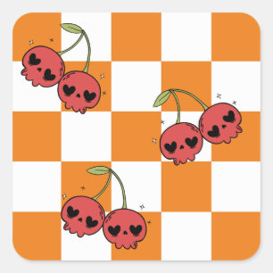 Cherry Skull Checkerboard Sticker – Schattige & Pu