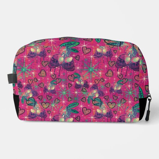 Cherry Skulls, glitter en hot pink Toilettasje (Voorkant)