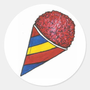 Cherry Sno Cone Red Snocone Summer Shaved Ice Ronde Sticker