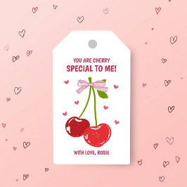 Cherry Special Valentine Gift Tag with Hearts Cadeaulabel