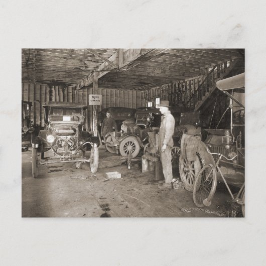 Cherry St. Garage circa 1925 Briefkaart (Voorkant)