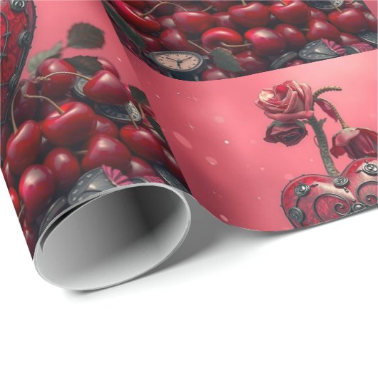 Cherry Steampunk Valentijn Cadeaupapier (Rol Hoek)