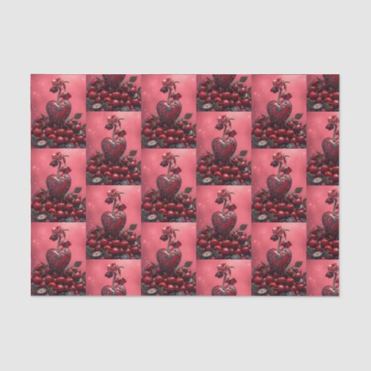 Cherry Steampunk Valentijn Tissuepapier (Voorkant)