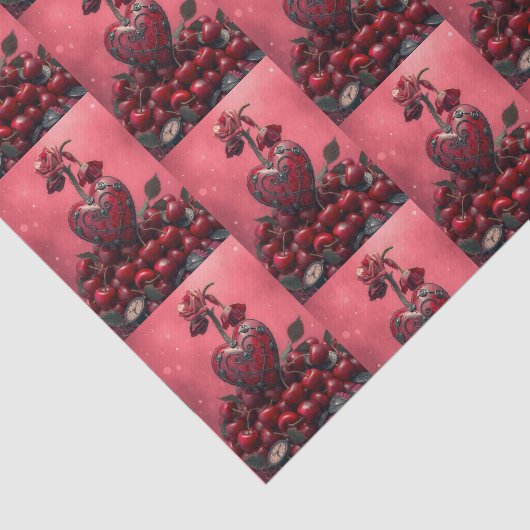 Cherry Steampunk Valentijn Tissuepapier (Detail)