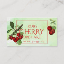 Cherry Stems over groen Visitekaartje