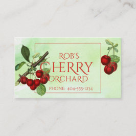Cherry Stems over groen Visitekaartje