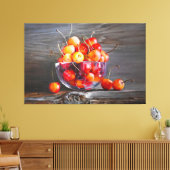 Cherry Still Life in Glass Stretched Canvas Print (Insitu (Woonkamer))