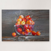 Cherry Still Life in Glass Stretched Canvas Print Legpuzzel (Horizontaal)