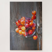 Cherry Still Life in Glass Stretched Canvas Print Legpuzzel (Verticaal)