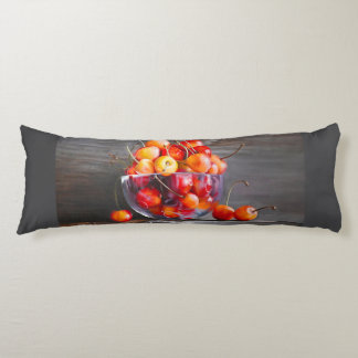 Cherry Still Life in Glass Stretched Canvas Print Lichaamskussen