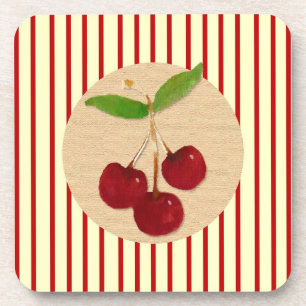 Cherry Stripe Cork Onderzetter