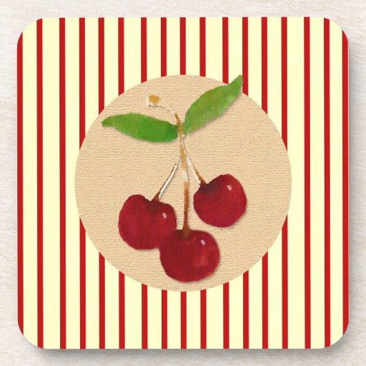 Cherry Stripe Cork Onderzetter (Voorkant)