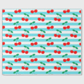 Cherry Stripe Pattern – Retro Fruit Gift & Decor Cadeaupapier (Vlak)