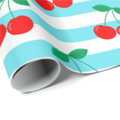 Cherry Stripe Pattern – Retro Fruit Gift & Decor Cadeaupapier (Rol Hoek)