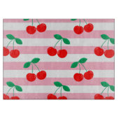 Cherry Stripe Pattern – Retro Fruit Gift & Decor Snijplank (Voorkant)