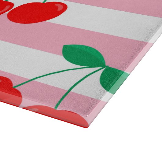 Cherry Stripe Pattern – Retro Fruit Gift & Decor Snijplank (Hoek)