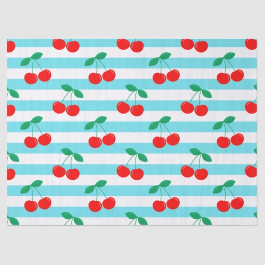 Cherry Stripe Pattern – Retro Fruit Gift & Decor Tissuepapier (Voorkant)