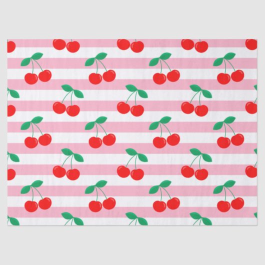 Cherry Stripe Pattern – Retro Fruit Gift & Decor Tissuepapier (Voorkant)