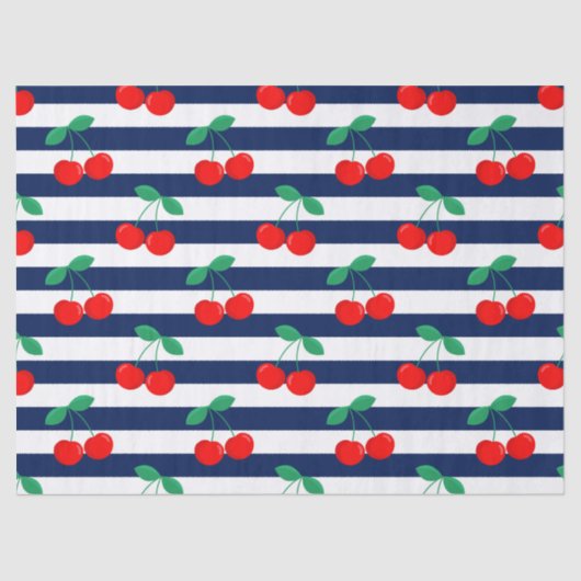 Cherry Stripe Pattern – Retro Fruit Gift & Decor Tissuepapier (Voorkant)