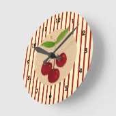 Cherry Stripe Wall Clock Ronde Klok (Hoek)