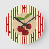 Cherry Stripe Wall Clock Ronde Klok (Voorkant)
