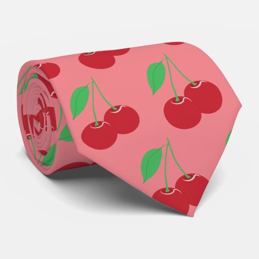 Cherry Stropdas - Roze (Opgerold)