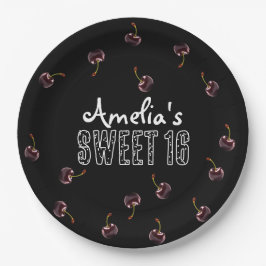 Cherry Sweet 16 Gepersonaliseerde partij Papieren Bordje