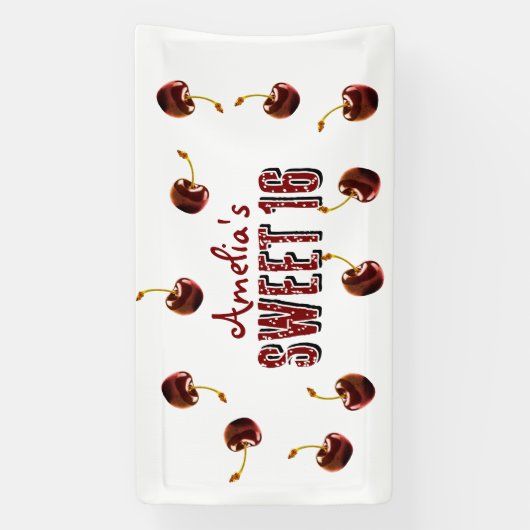 Cherry Sweet 16 Gepersonaliseerde partij Spandoek (Verticaal)