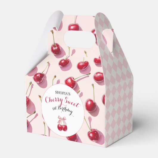 Cherry Sweet 1e verjaardag Bedankdoosjes (Voorkant Zijde)