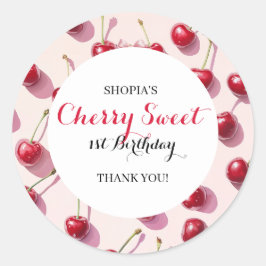 Cherry Sweet 1e verjaardag Ronde Sticker