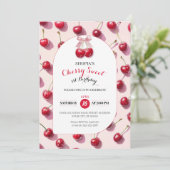 Cherry Sweet 1e verjaardag uitnodiging (Staand voorkant)