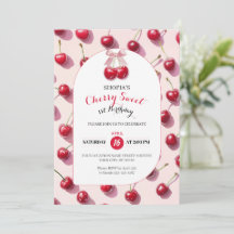 Cherry Sweet 1e verjaardag uitnodiging