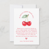 Cherry Sweet Baby shower Bedankt Card (Voorkant)