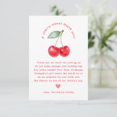 Cherry Sweet Baby shower Bedankt Card (Staand voorkant)