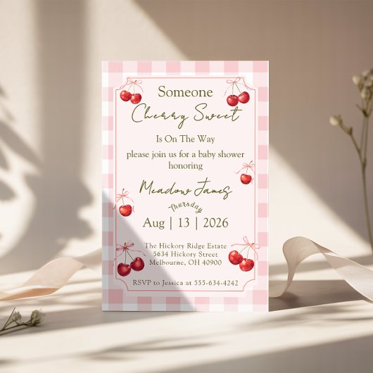 Cherry Sweet - Baby Shower Invitation Kaart